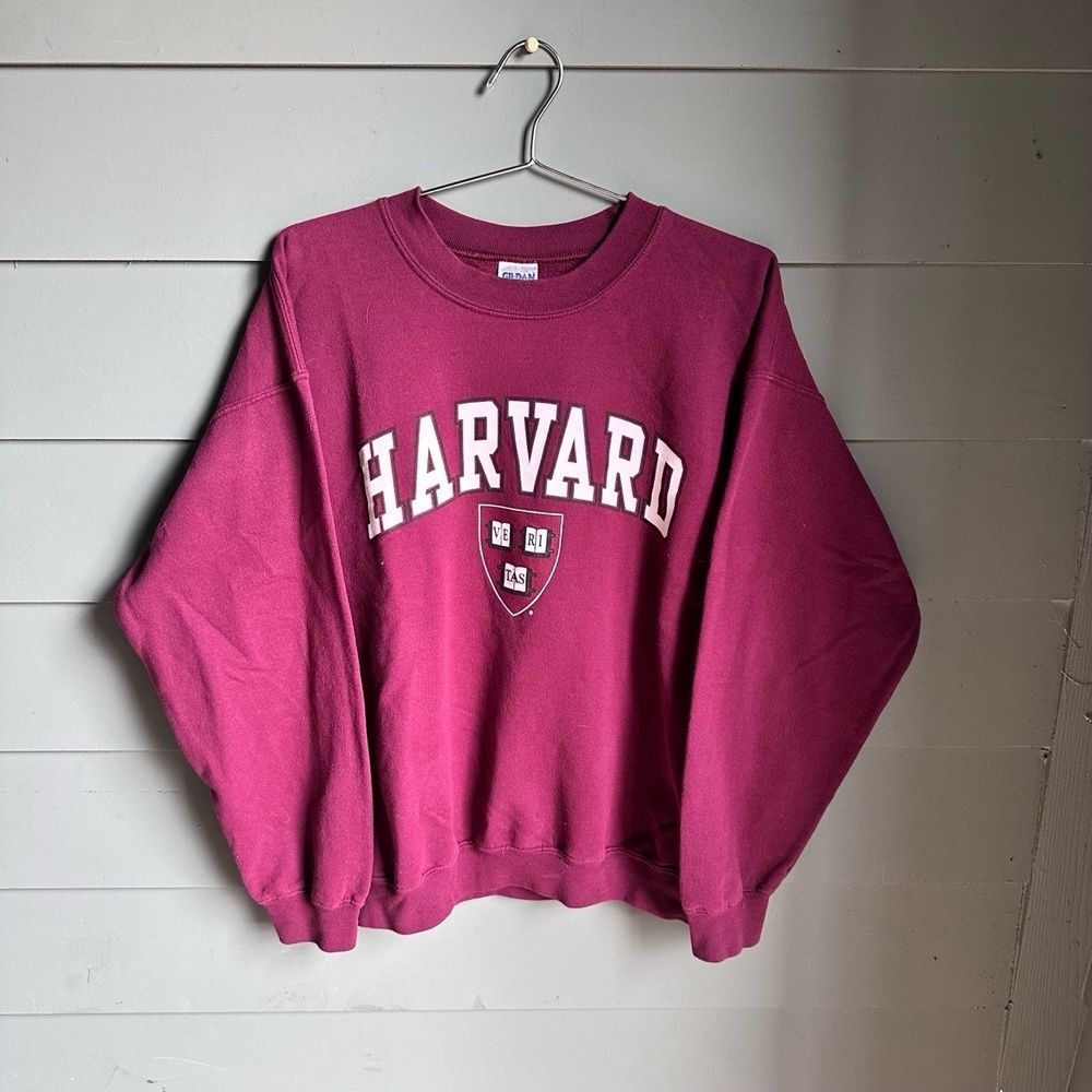 GILDAN Mens XL Maroon Harvard Vintage Crewneck Sweatshirt - Picture 2 of 7